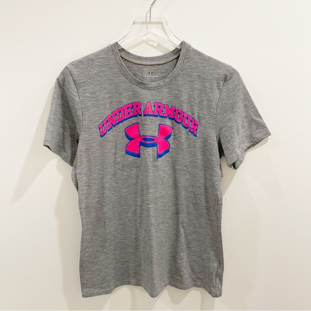 Under Armour Logo Graphic Short Sleeve Gray T Shirt Top